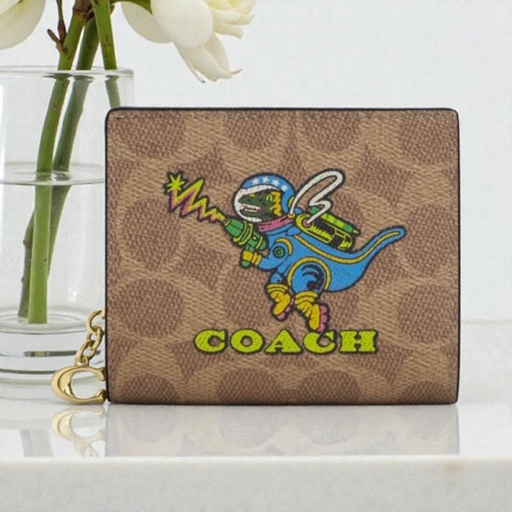 Cosmic Coach Snap Wallet In Signature Canvas With Rexy Print CW463
